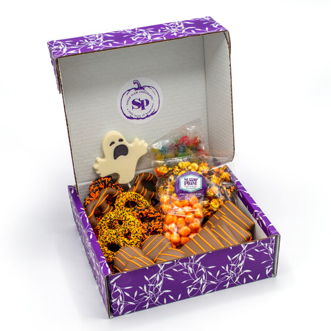 Halloween Boo Box – Festive Halloween Snack Gift Box with Chocolate-Covered Pretzels, Cookies, Popcorn, and More | Perfect for Trick-or-Treating