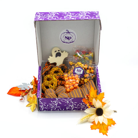 Halloween Boo Box – Festive Halloween Snack Gift Box with Chocolate-Covered Pretzels, Cookies, Popcorn, and More | Perfect for Trick-or-Treating
