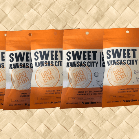 "Sweet Kansas City BBQ Seasoning 5 Pack with Smoky Sweet Flavor Packaging"