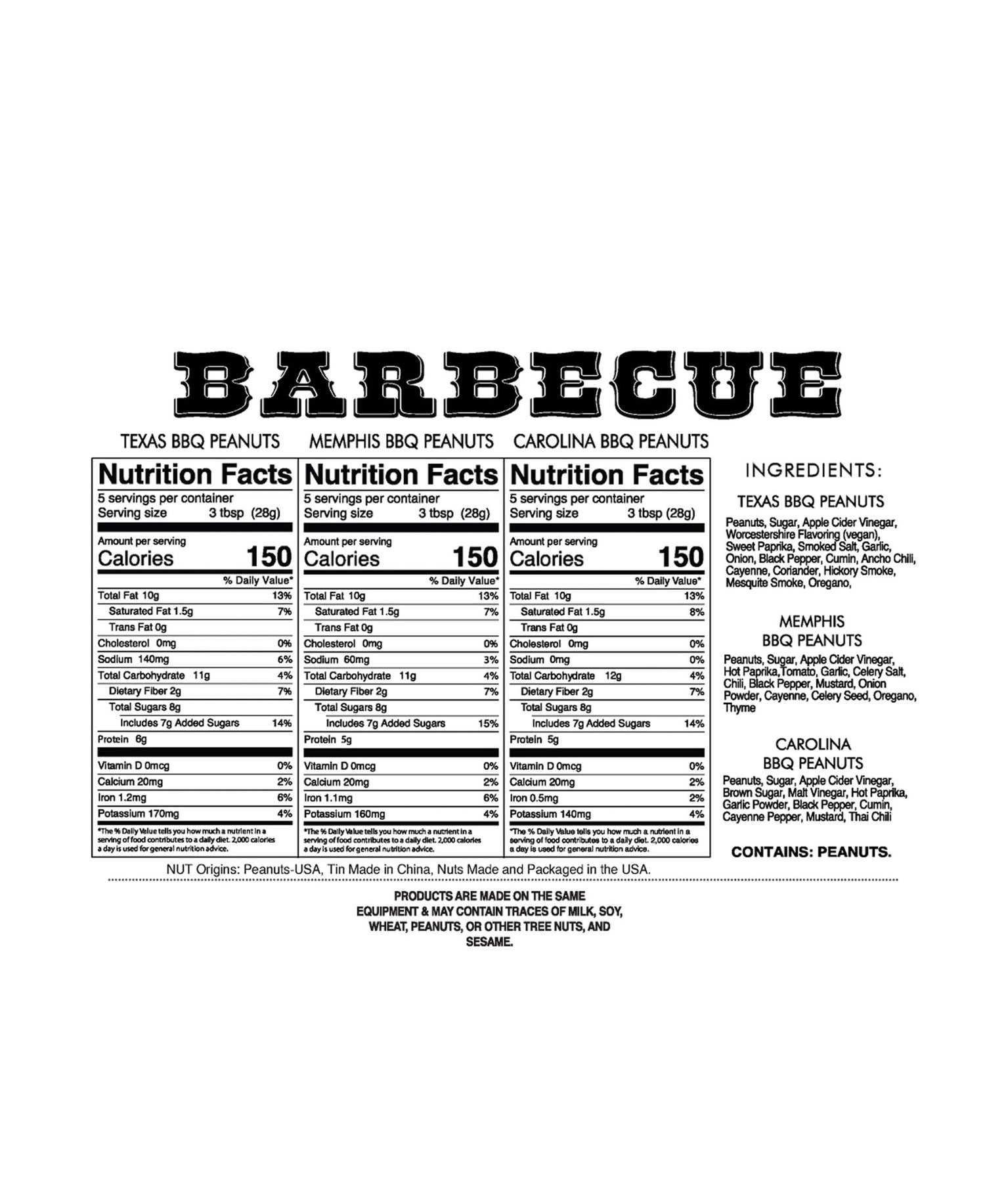 Barbecue Peanuts Nutrition Facts