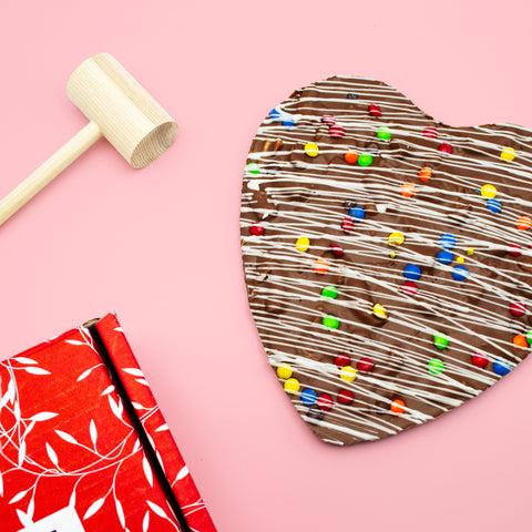 Chocolate Heart Smash with Wooden Mallet – Handcrafted by Sugar Plum | Gourmet Milk Chocolate with Pretzels, Cookies, & Candied Gems | 10% Proceeds to End Jew Hatred Movement