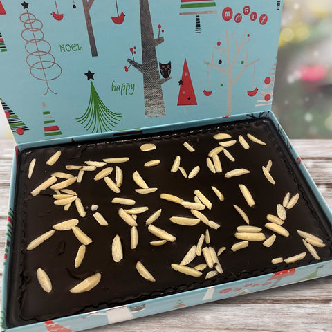 Holiday Dark Chocolate Bark with Slivered Almonds