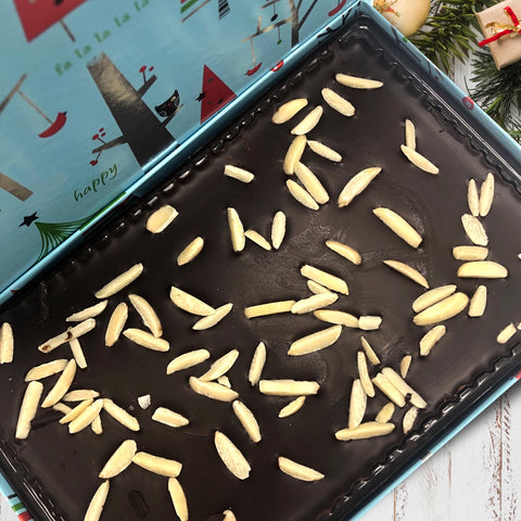 Holiday Dark Chocolate Bark with Slivered Almonds
