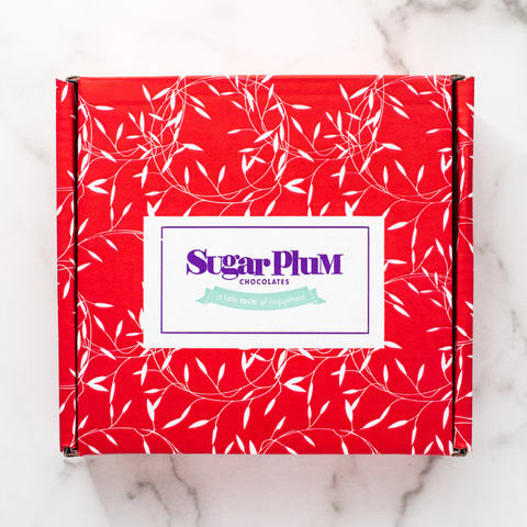 Sugar Plum Caramel Corn with White and Milk Chocolate Drizzle Gift Box