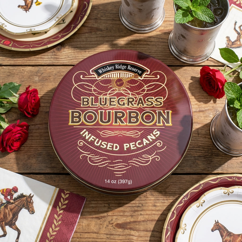 Bluegrass Bourbon Pecans 14 Oz Tin