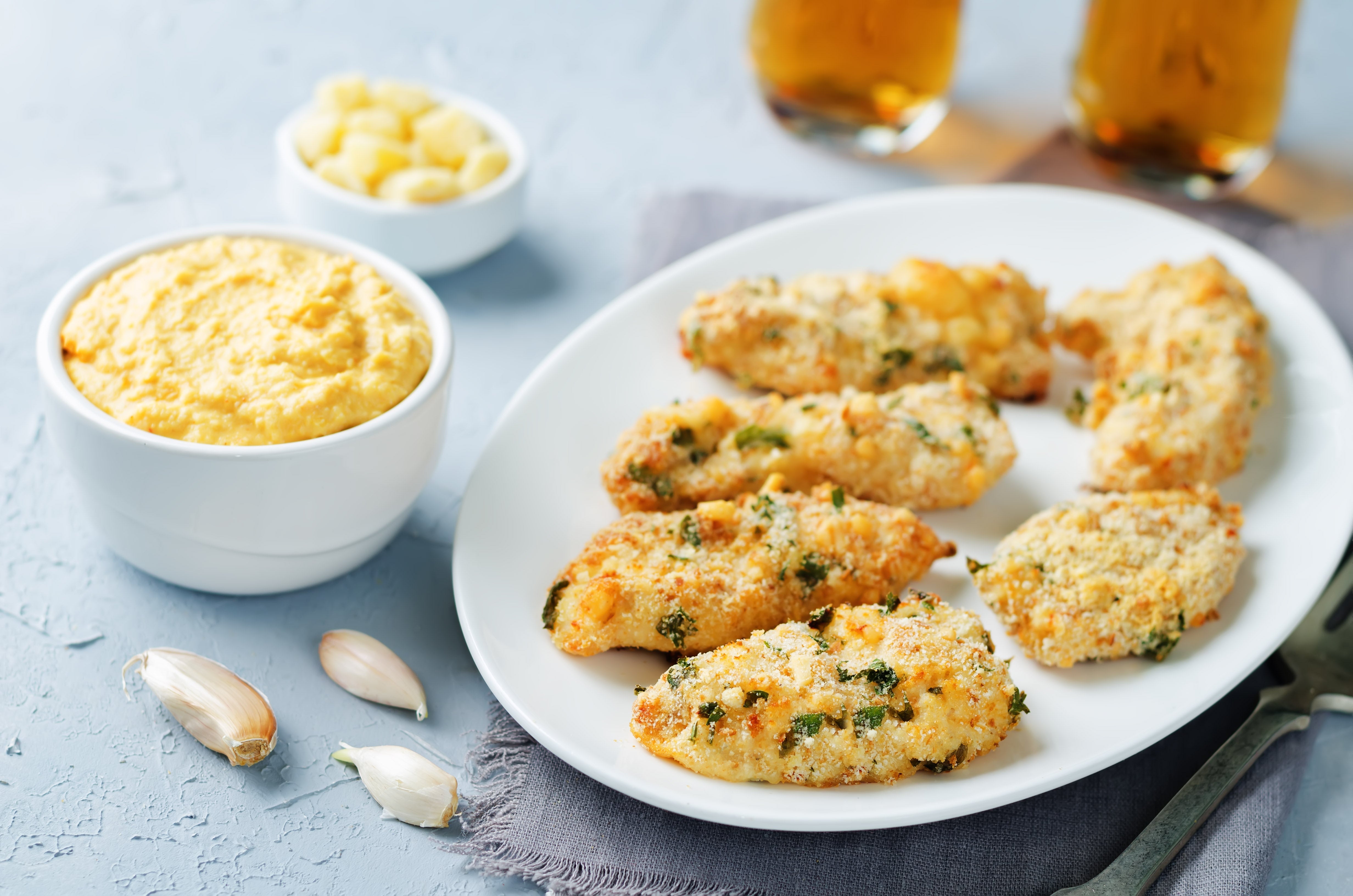 Cashew Crusted Chicken Breast and Cheesy Mash