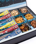 Gourmet advent calendar with savory meat sticks and assorted nut medley, perfect holiday gift box for a festive countdown.