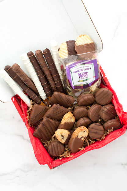 26 piece sweet and salty snacks chocolate potato chip gift box