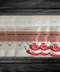 Mexican Street Corn Vegetable Seasoning 5-pack with chili, lime, garlic. Spice blend for corn on the cob and hummus.