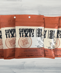 Savory Texas BBQ Seasoning 5-pack by Sugar Plum, featuring bold spice blend packaging for grilling and smoking meats.