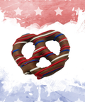 Red, white, and blue chocolate pretzel