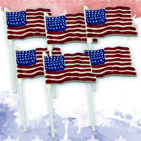 6 patriotic chocolate USA flags