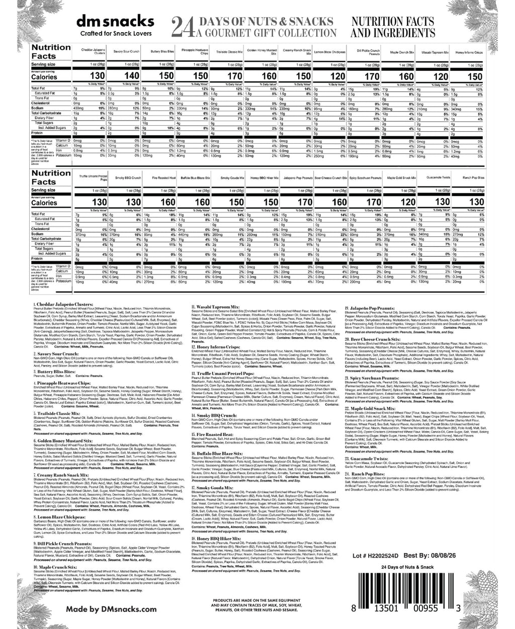 24 Day Advent Calendar Nutrition Facts