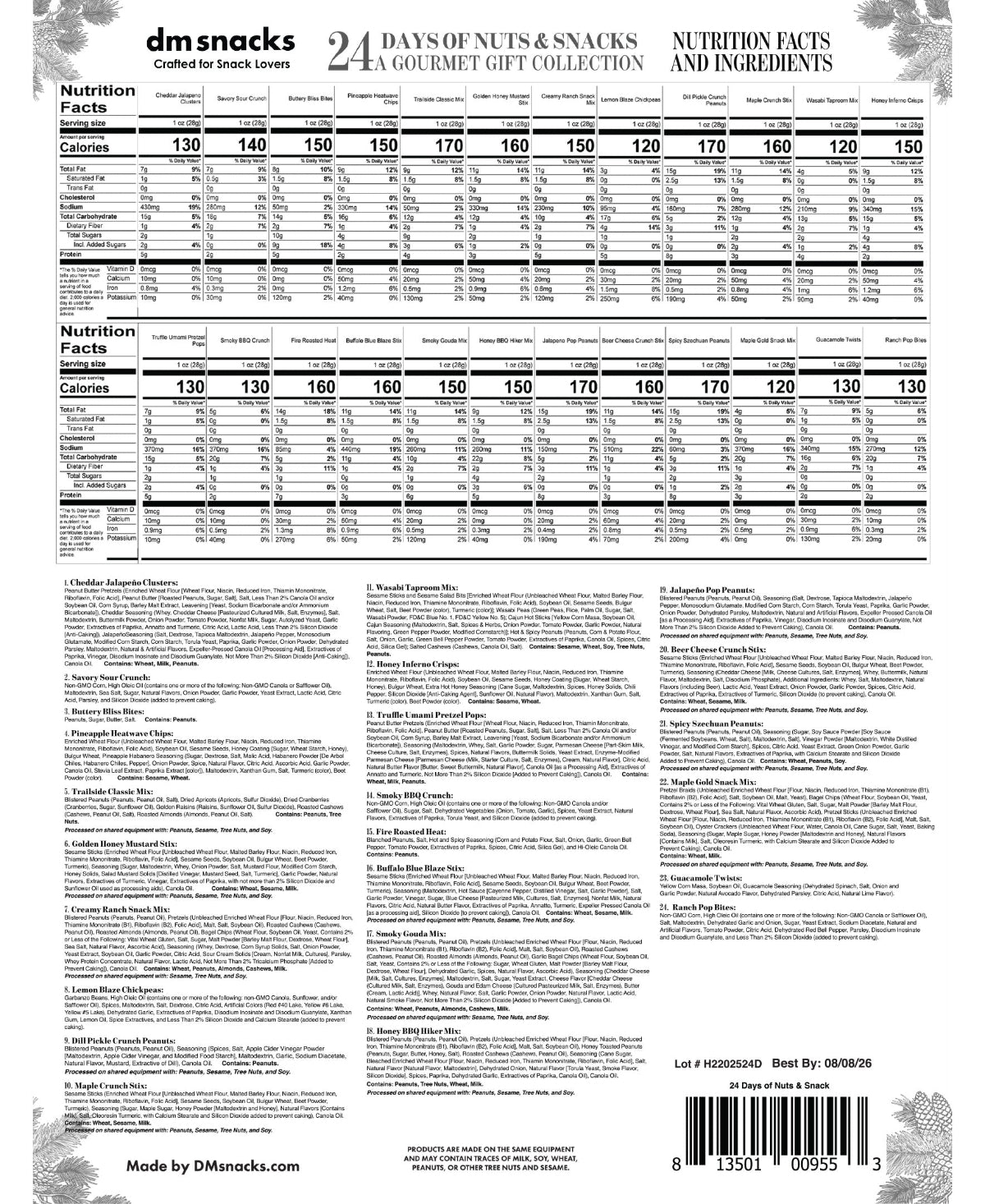 24 Day Advent Calendar Nutrition Facts