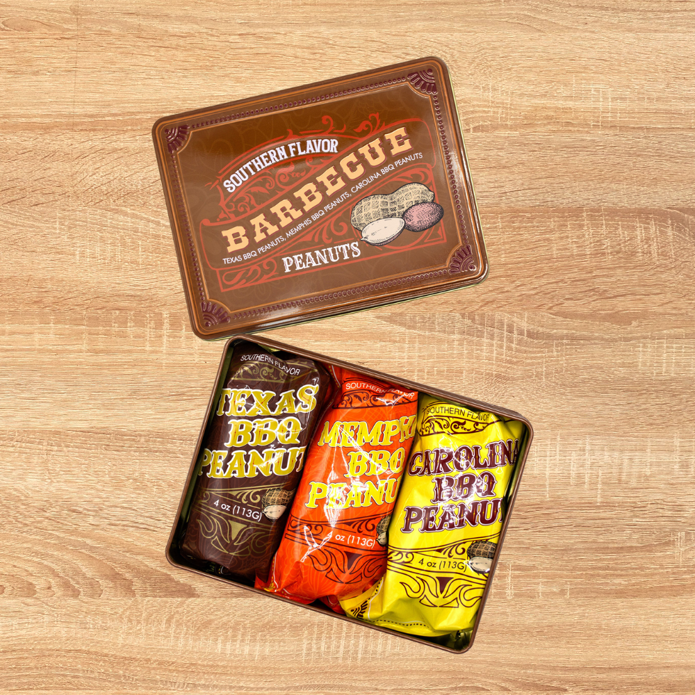 Texas BBQ Memphis Barbecue Carolina Peanuts Gift Tin