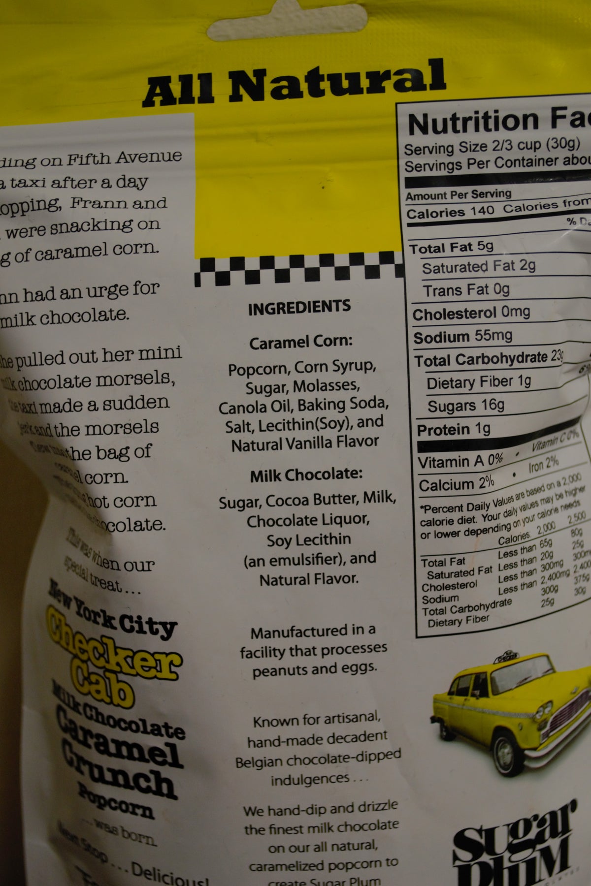 Checker Cab Milk Chocolate Caramel Crunch Popcorn Nutrition Facts