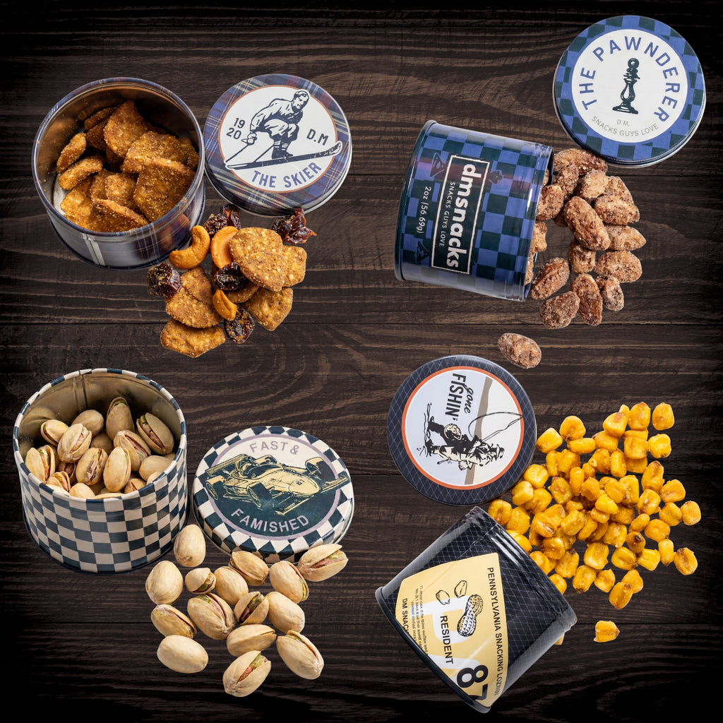 Bar Cart Snack Tins Trail Mix Almonds Corn Nuts Pistachios