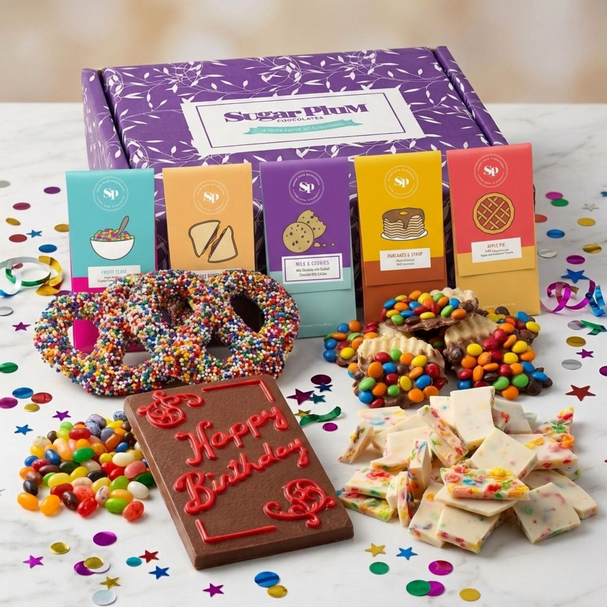 Sugar Plum Birthday Bash Candy Bar Box of Chocolates