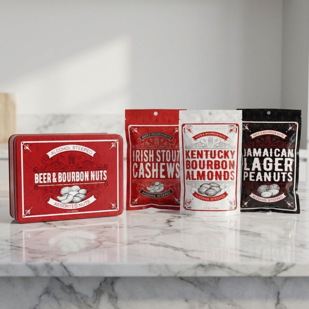 Alcohol Steeped Beer Bourbon Liquor Nuts 
