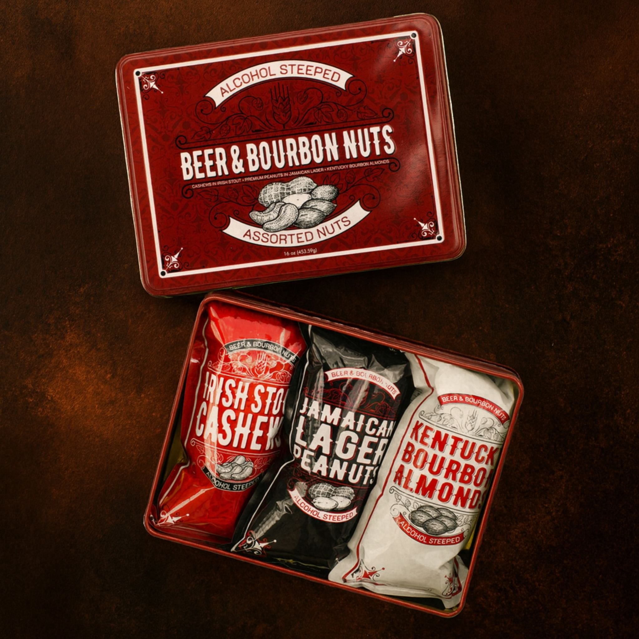 Assorted Liquor Nuts Cashews Bourbon Almonds Peanuts