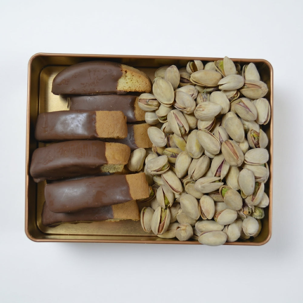 Sugar Plum Chocolate Biscotti and Pistachio Snack Gift