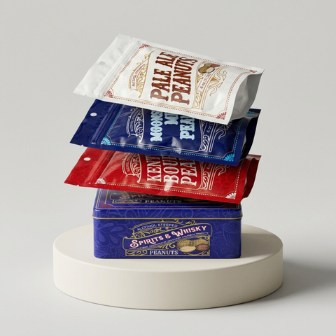 Spirits Whiskey Booze Infused Peanuts on Gift Tin
