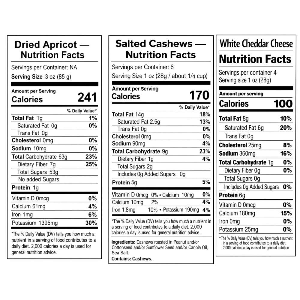 Snack Tin Apricot Cashews Cheese Nutrition Facts