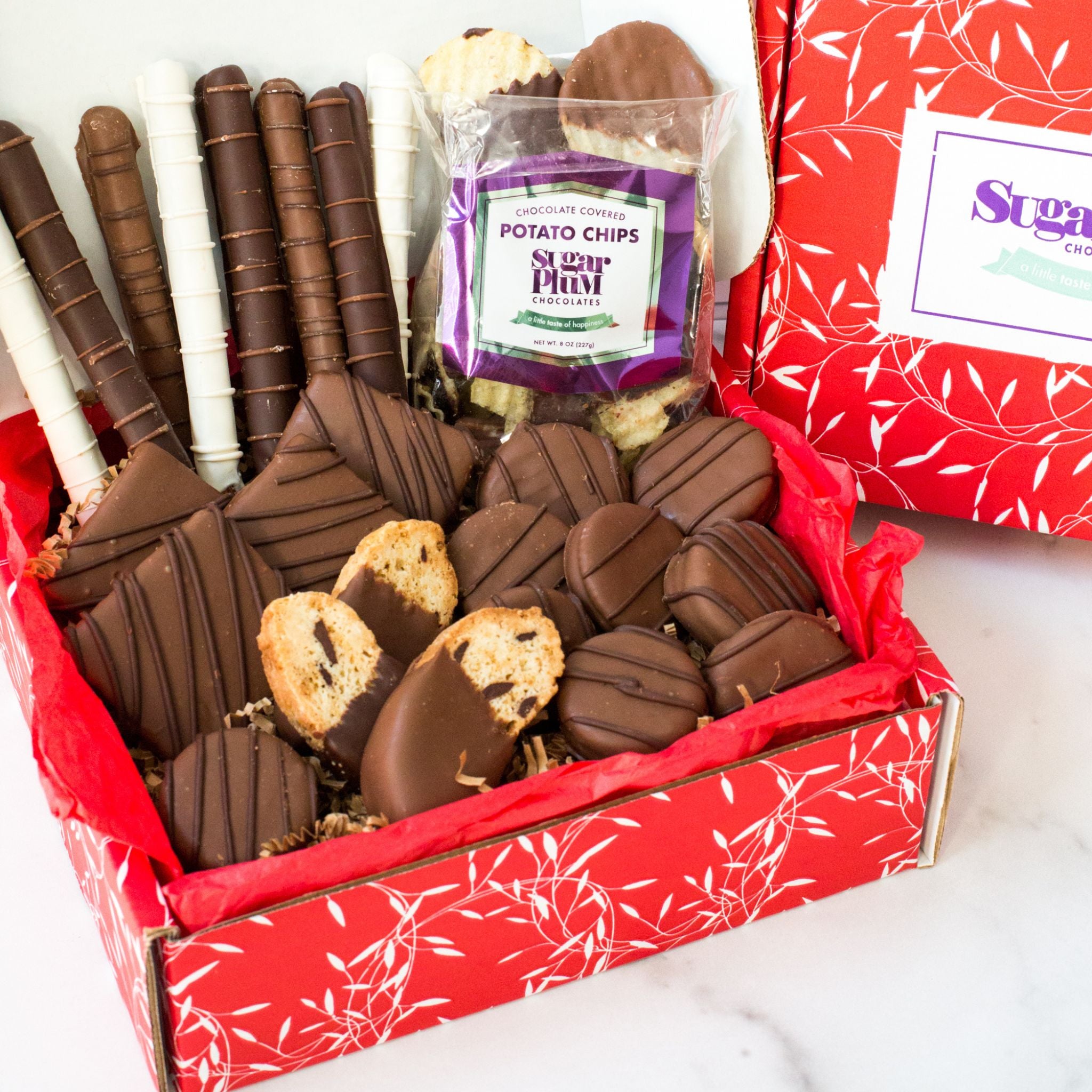 Chocolate Covered Potato Chips 27 Sweet & Salty Snack Gift Box of Chocolates