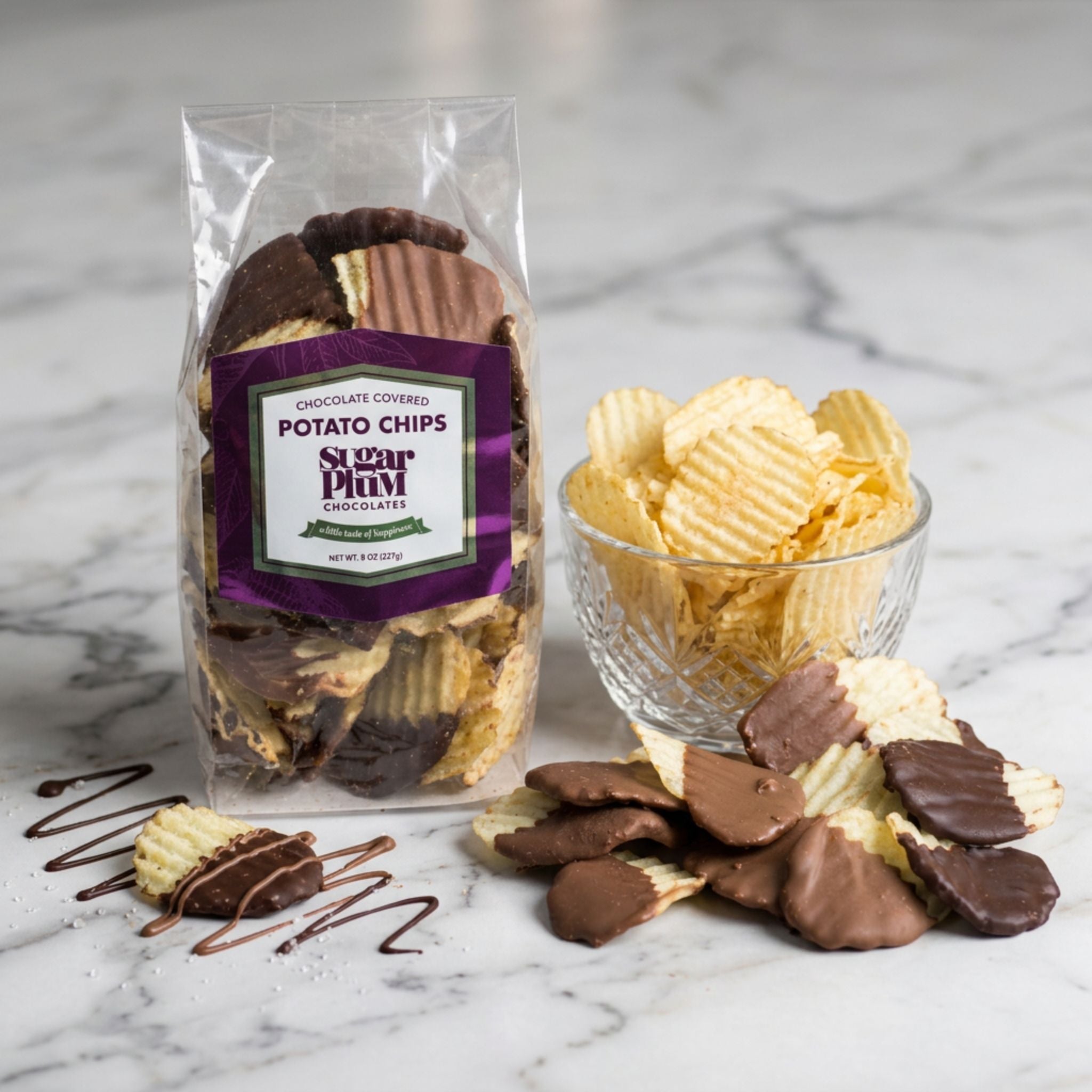 Sugar Plum Gourmet Chocolate Covered Potato Chips Sweet Salty Snack