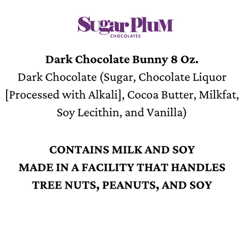 Dark Chocolate Easter Bunny Ingredients