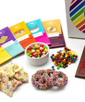 Deluxe Happy Birthday Gift Box with 10 Gourmet Snacks – Includes Nostalgic Chocolate Bars, Rainbow Gummies, Chocolate-Covered Pretzels & More – Perfect Birthday Gift