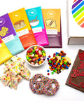 Deluxe Happy Birthday Gift Box with 10 Gourmet Snacks – Includes Nostalgic Chocolate Bars, Rainbow Gummies, Chocolate-Covered Pretzels & More – Perfect Birthday Gift