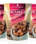 Epicurean Nuts Cherry Almonds 3-pack, 4 oz resealable bags, gourmet California almonds with natural cherry flavor, perfect for snacking.