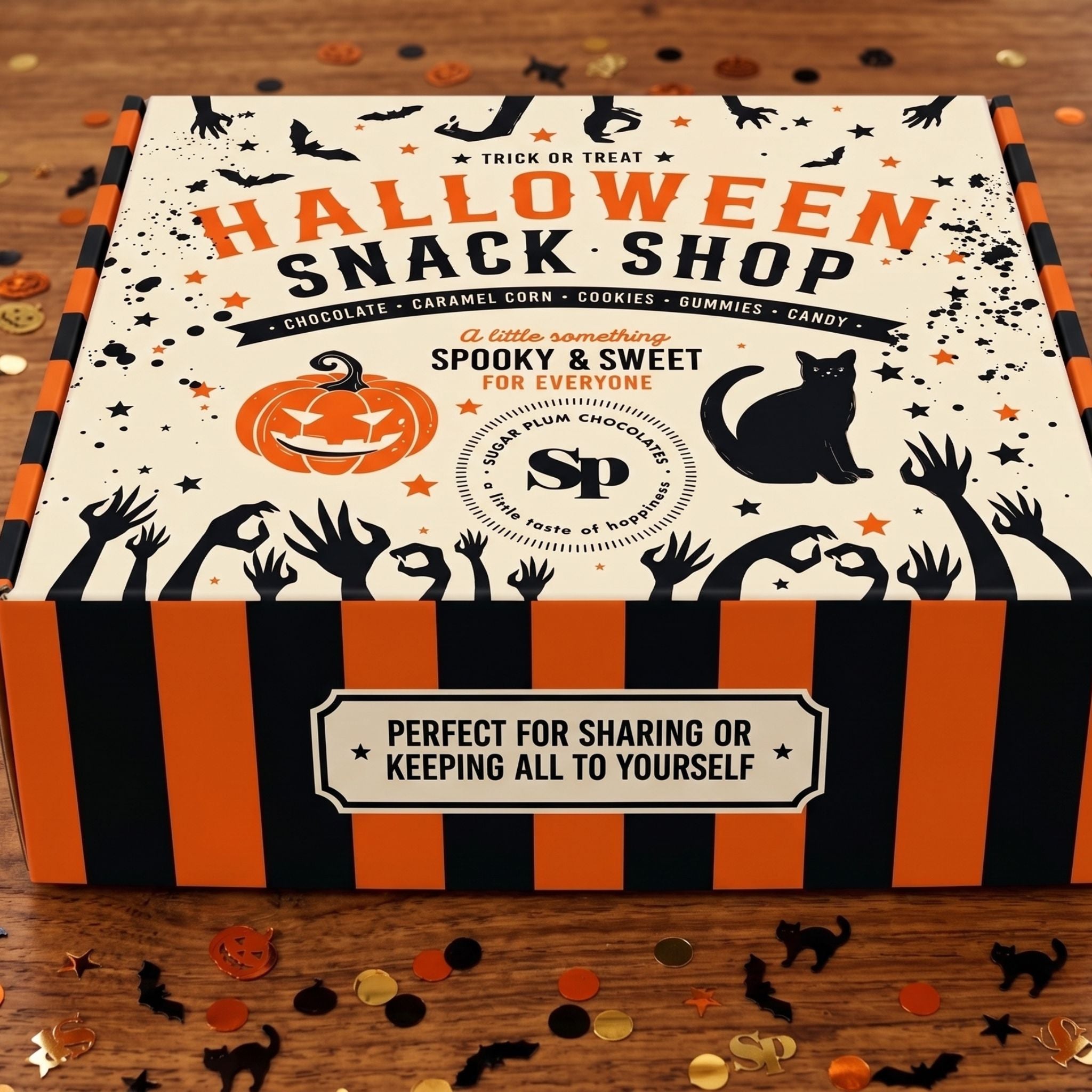 Sugar Plum Chocolates Halloween Snack Shop Trick or Treat Box 