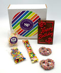 Happy Birthday Box – Fun & Colorful Birthday Gift with Chocolate Bar, Potato Chips & Pretzels | Perfect Birthday Treat
