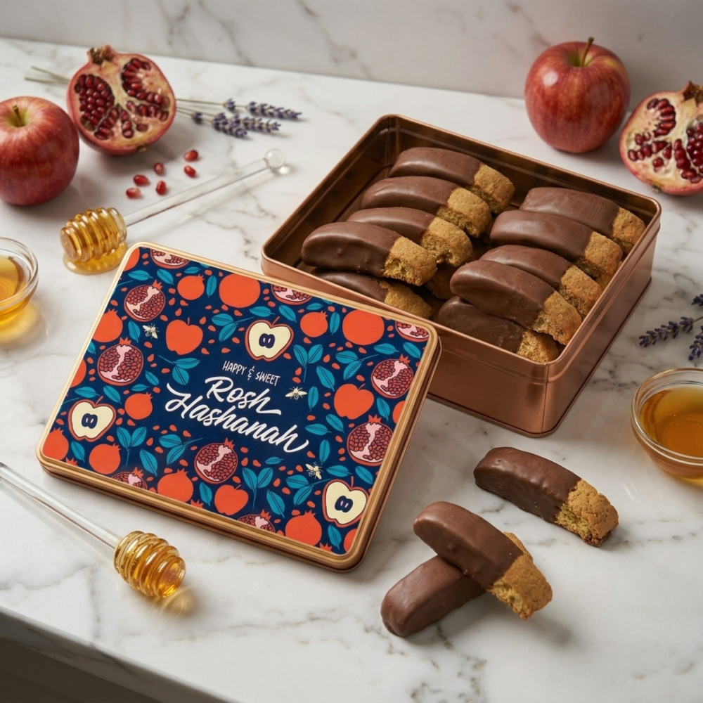 Rosh Hashanah Salted Caramel Milk Chocolate Biscotti Gift Tin