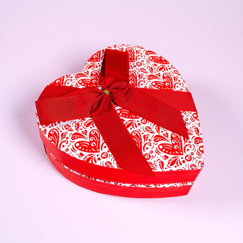 2 Valentines Day Heart Truffle Box with Red Bow