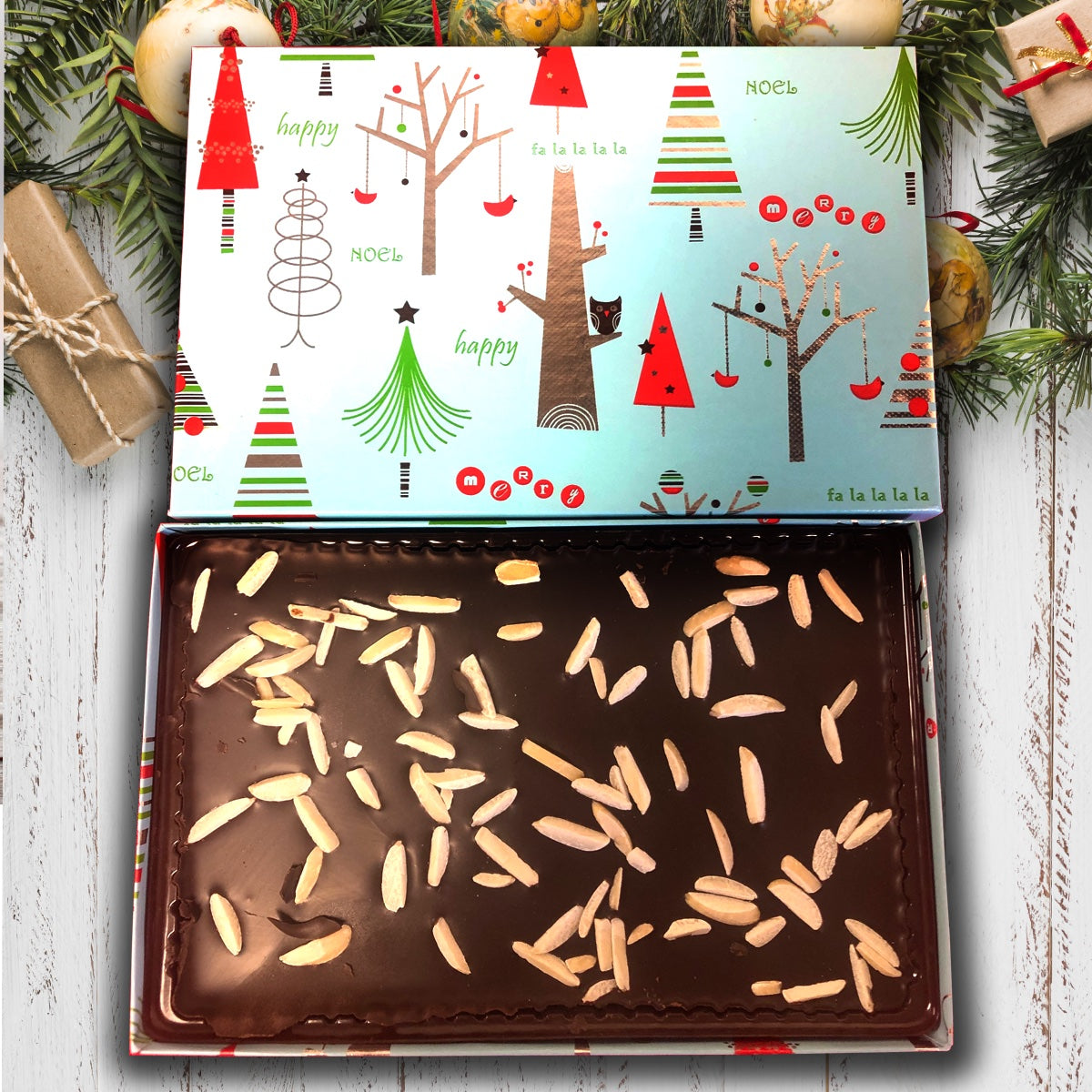 Holiday Dark Chocolate Bark with Slivered Almonds