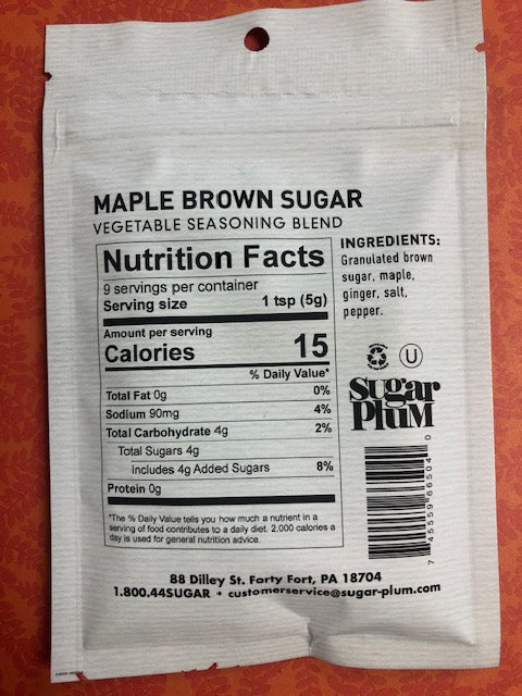 Maple Brown Sugar Vegetable Seasoning Nutrition Facts photo