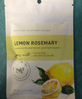Lemon Rosemary Vegetable Seasoning Blend packet with lemon and rosemary illustrations on a green background.