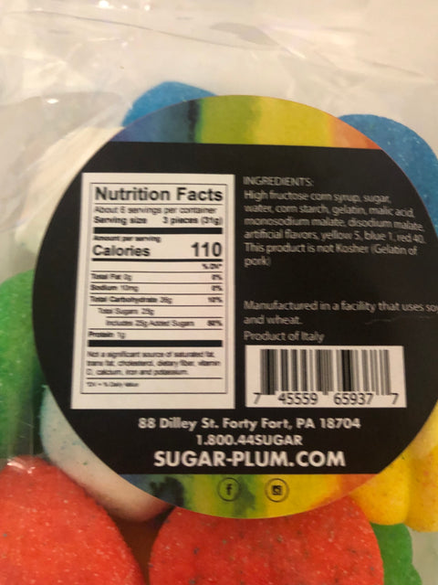 Multi-Colored Sour Mellows Nutrition Facts photo