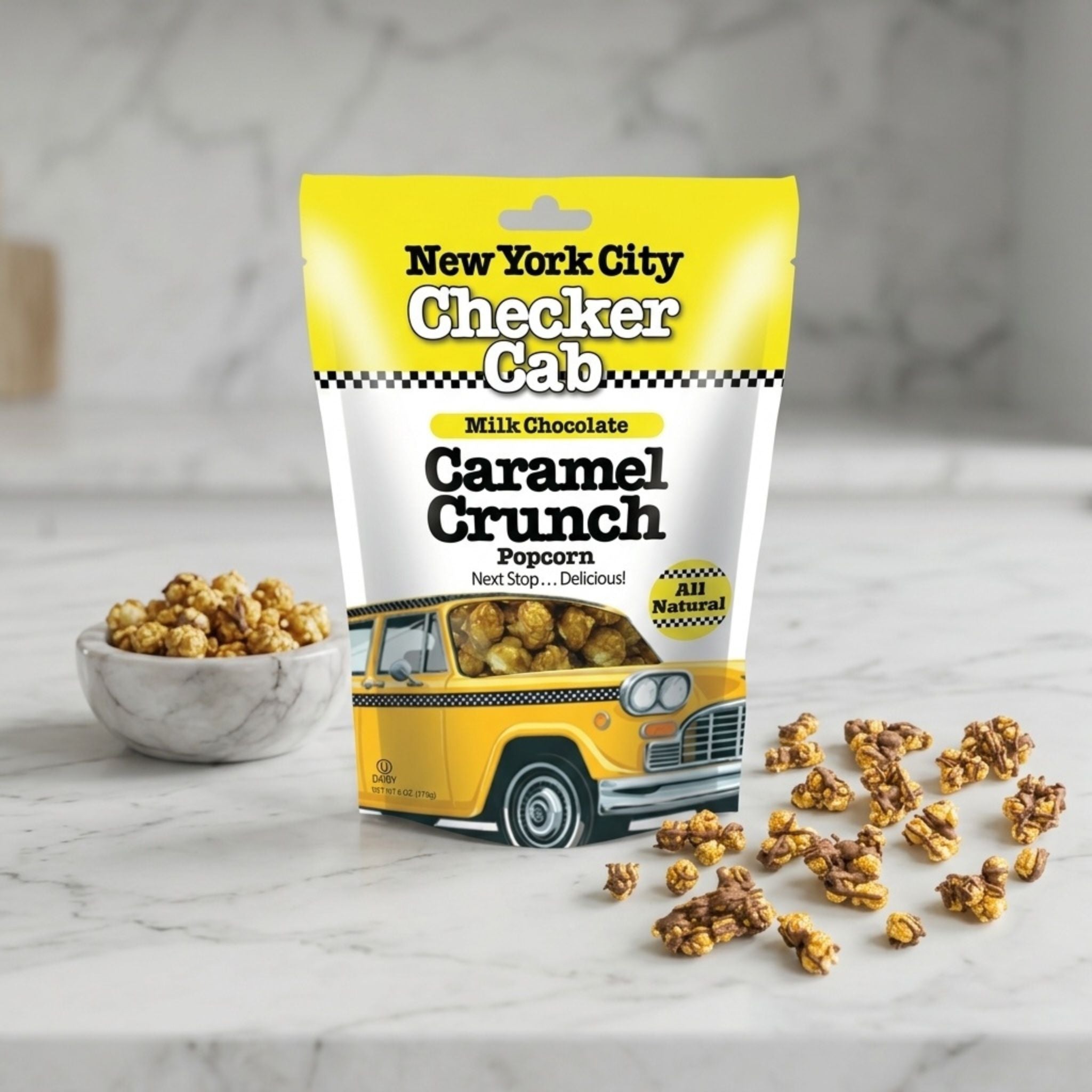 All Natural NYC Checker Cab Milk Chocolate Caramel Popcorn