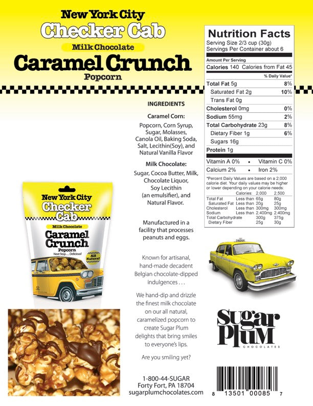 New York City Checker Cab Caramel Crunch Popcorn Nutrition Facts