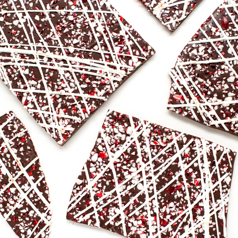 Dark Chocolate Peppermint Bark White Drizzle