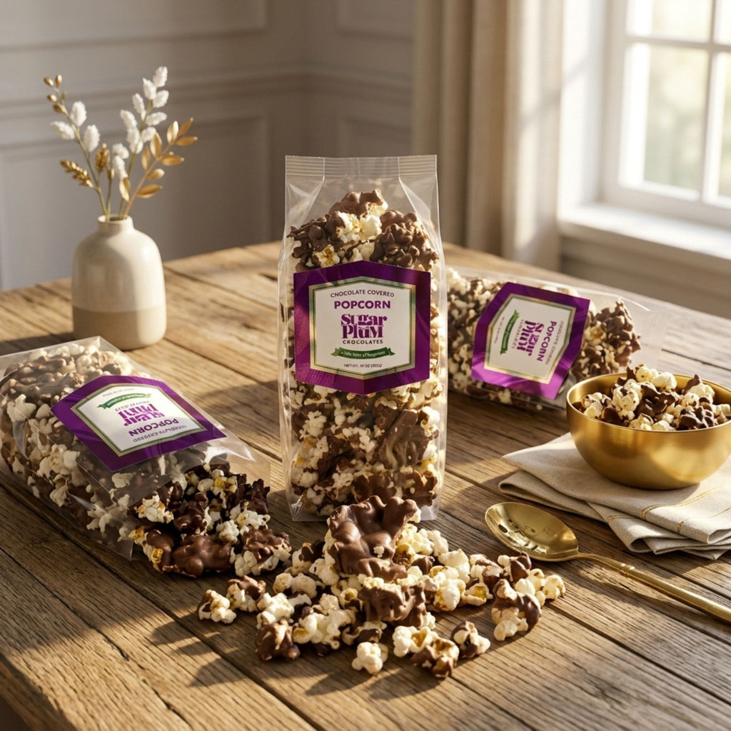Sugar Plum Popcorn Chocolate Snacks