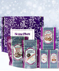 Winter Chocolate Holiday Gift Collection with Peppermint Snowflakes, Chocolate Pretzels, and festive treats from Sugar Plum.