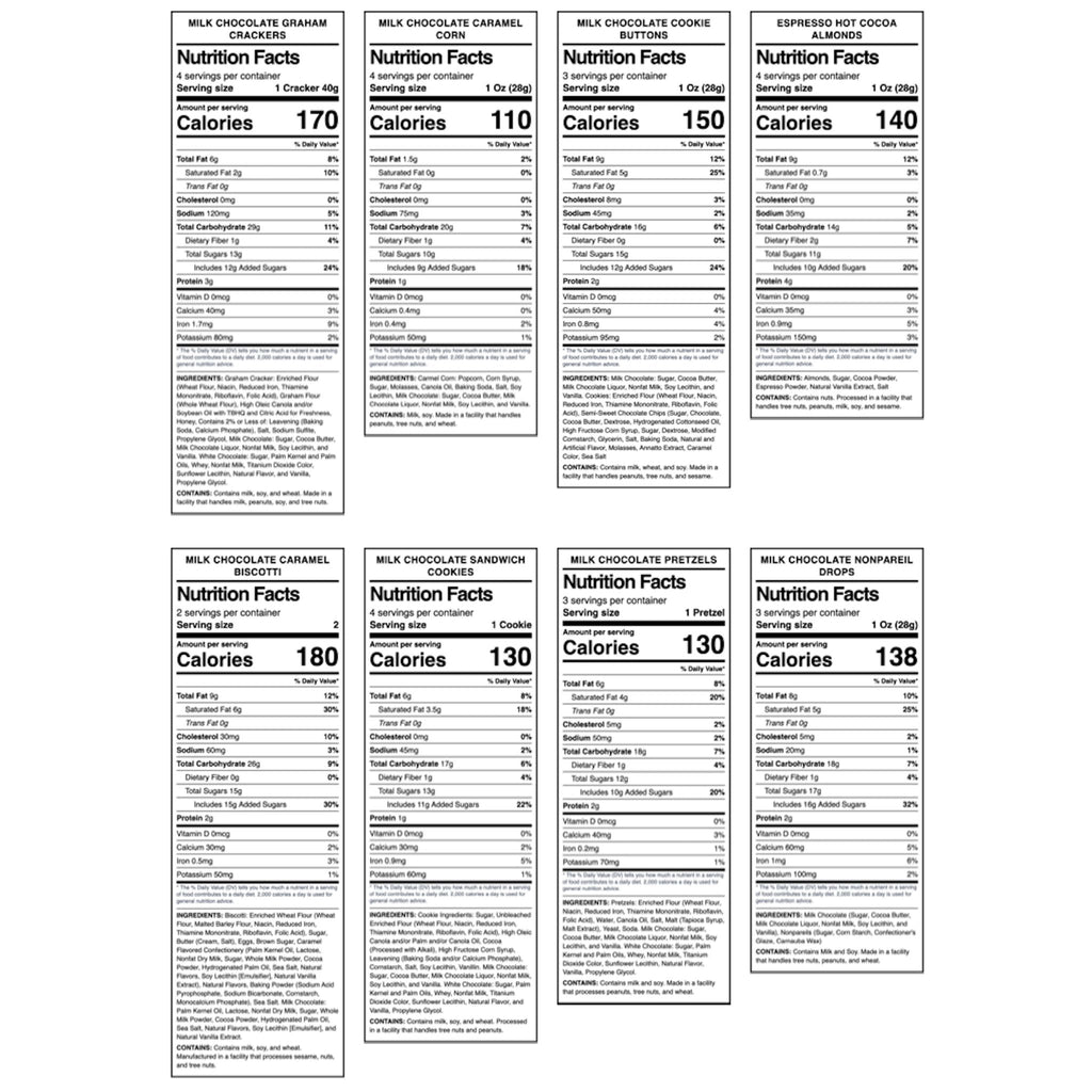 Sugar Plum Chocolates Artisan Eight Holiday Confections Nutritional Panel
