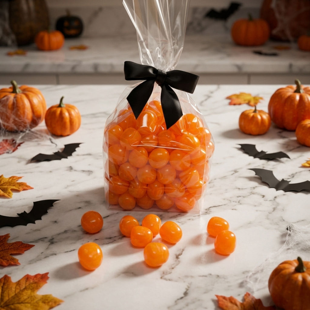 Orange Sour Balls Halloween Candy Bag