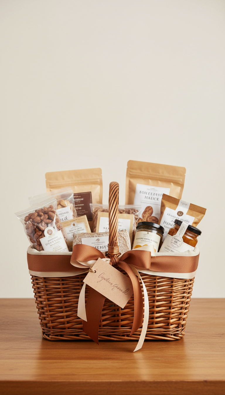 Gourmet Snack Hamper with Festive Ribbon and Card