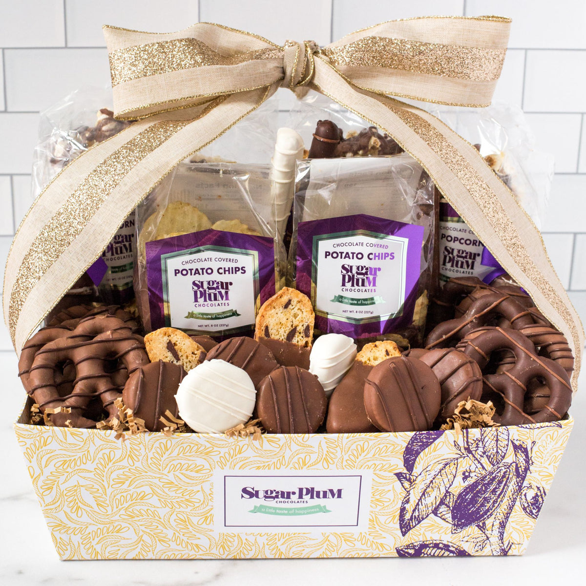Sugar Plum Chocolates Gourmet Snack Gift Basket 40 Piece
